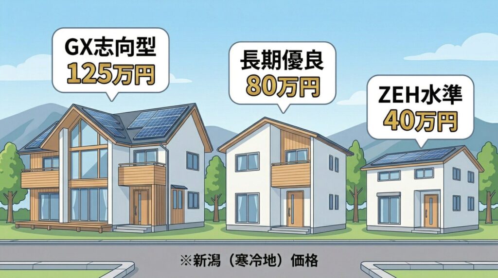 新築で使う場合：GX志向型・長期優良・ZEH水準の3コース徹底比較（新潟版）